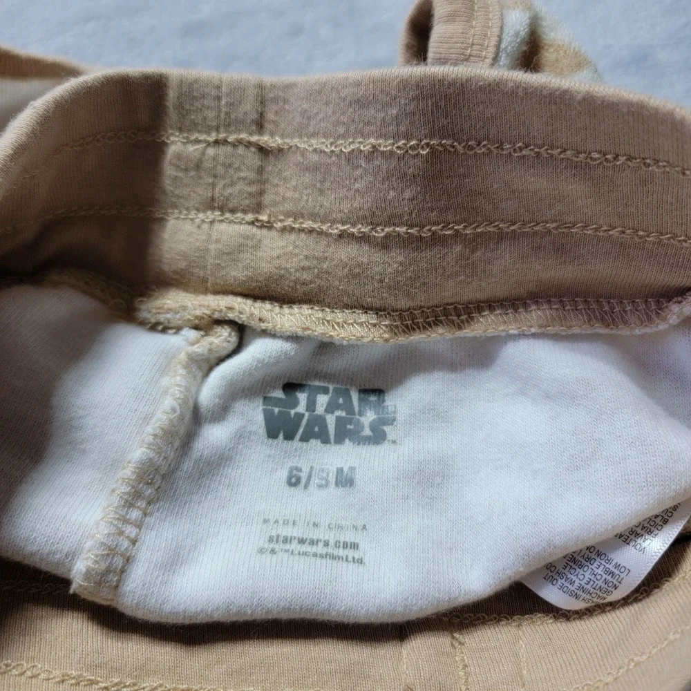 Star Wars Baby‎ Terry Cloth Checkered Shorts & Bucket Hat Set Tan White 6-9M 12M
